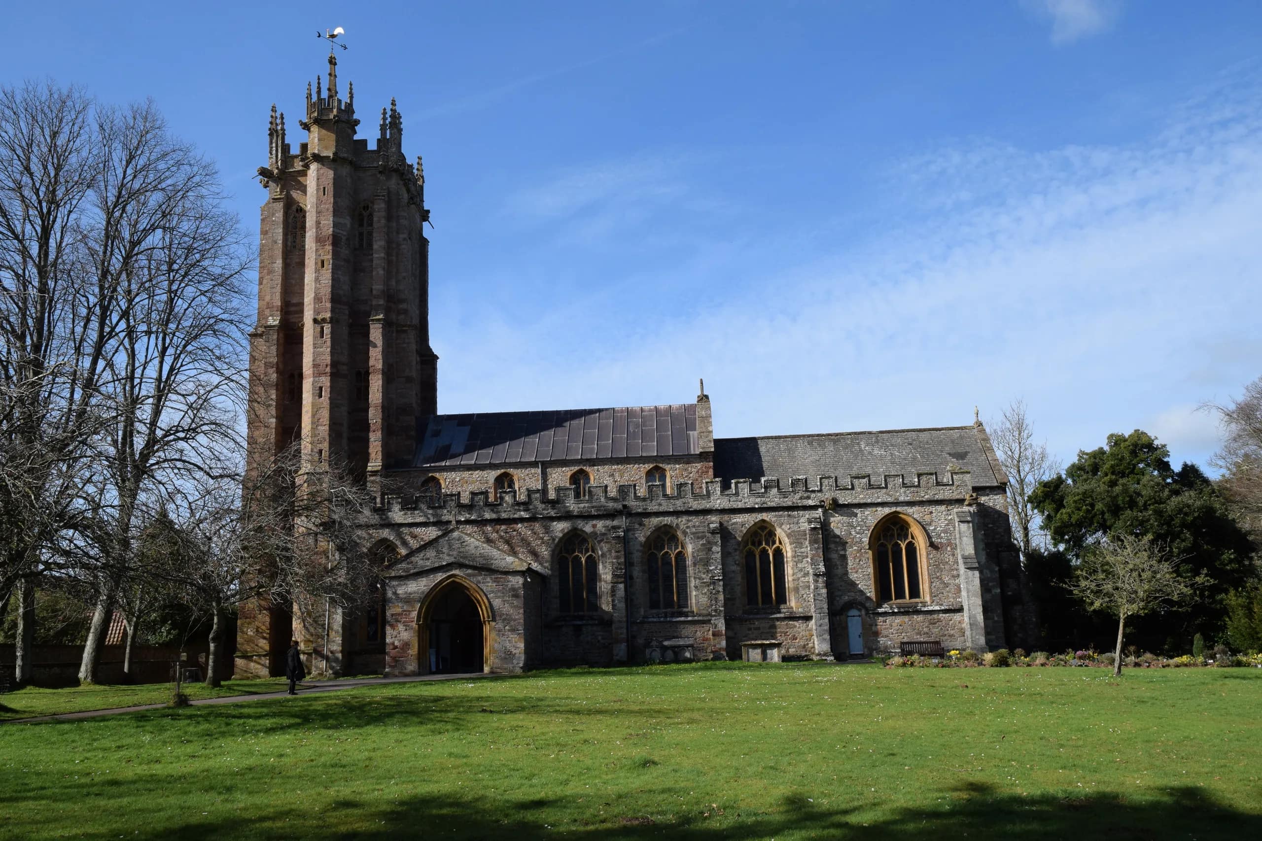 St John the Baptist church in Wellington under a blue sky