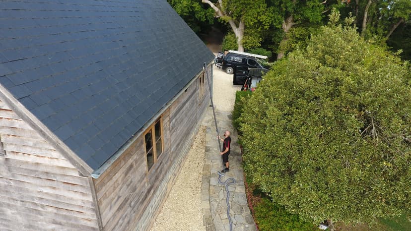 Somerset Window Cleaning team working on site