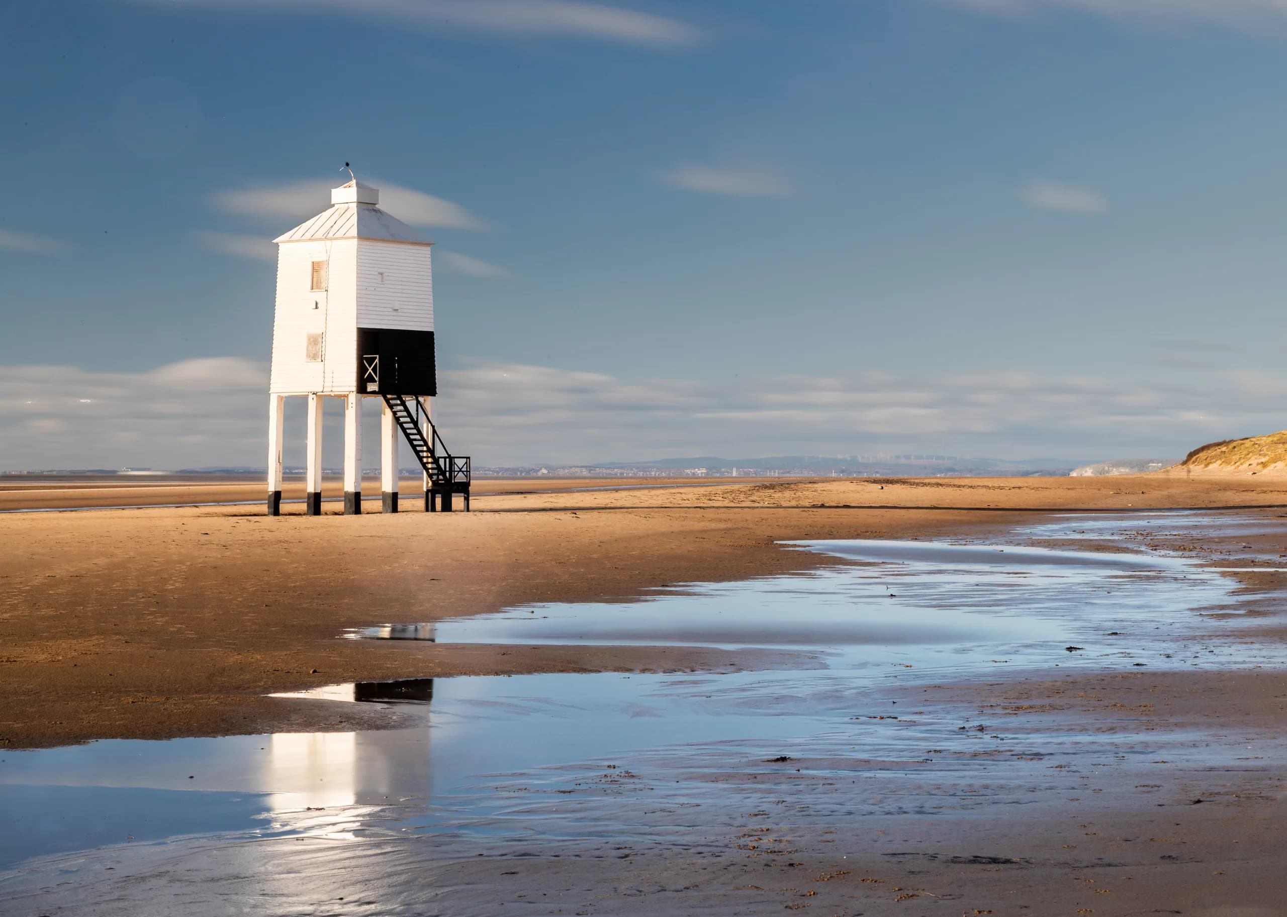 The Low Lighthouse on the beach at Burnham-on-Sea