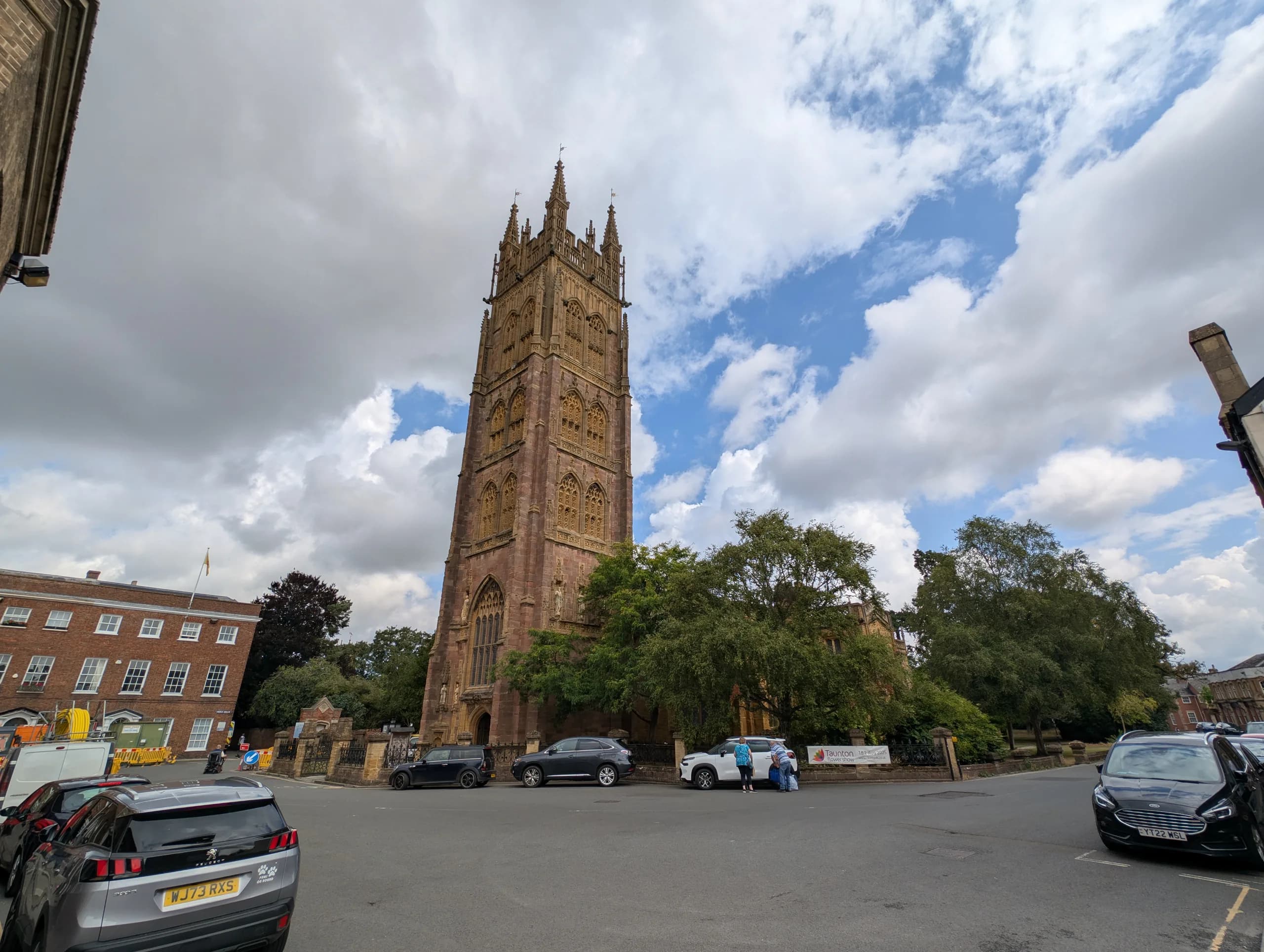 The tower of St Mary Magdalene church in the centre of Taunton
