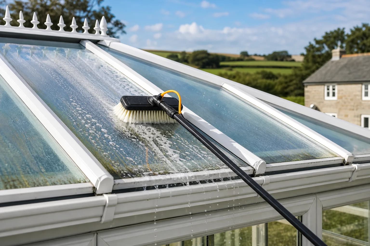 Conservatory roof cleaning on a Somerset home
