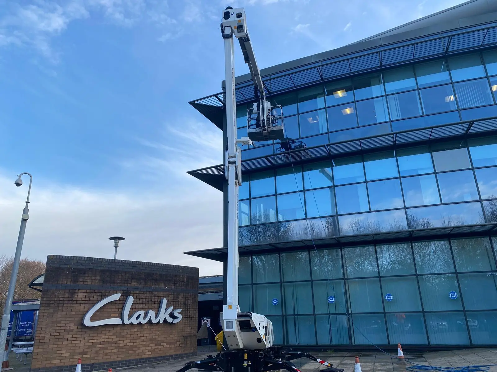 Somerset Window Cleaning crew on a commercial window cleaning job