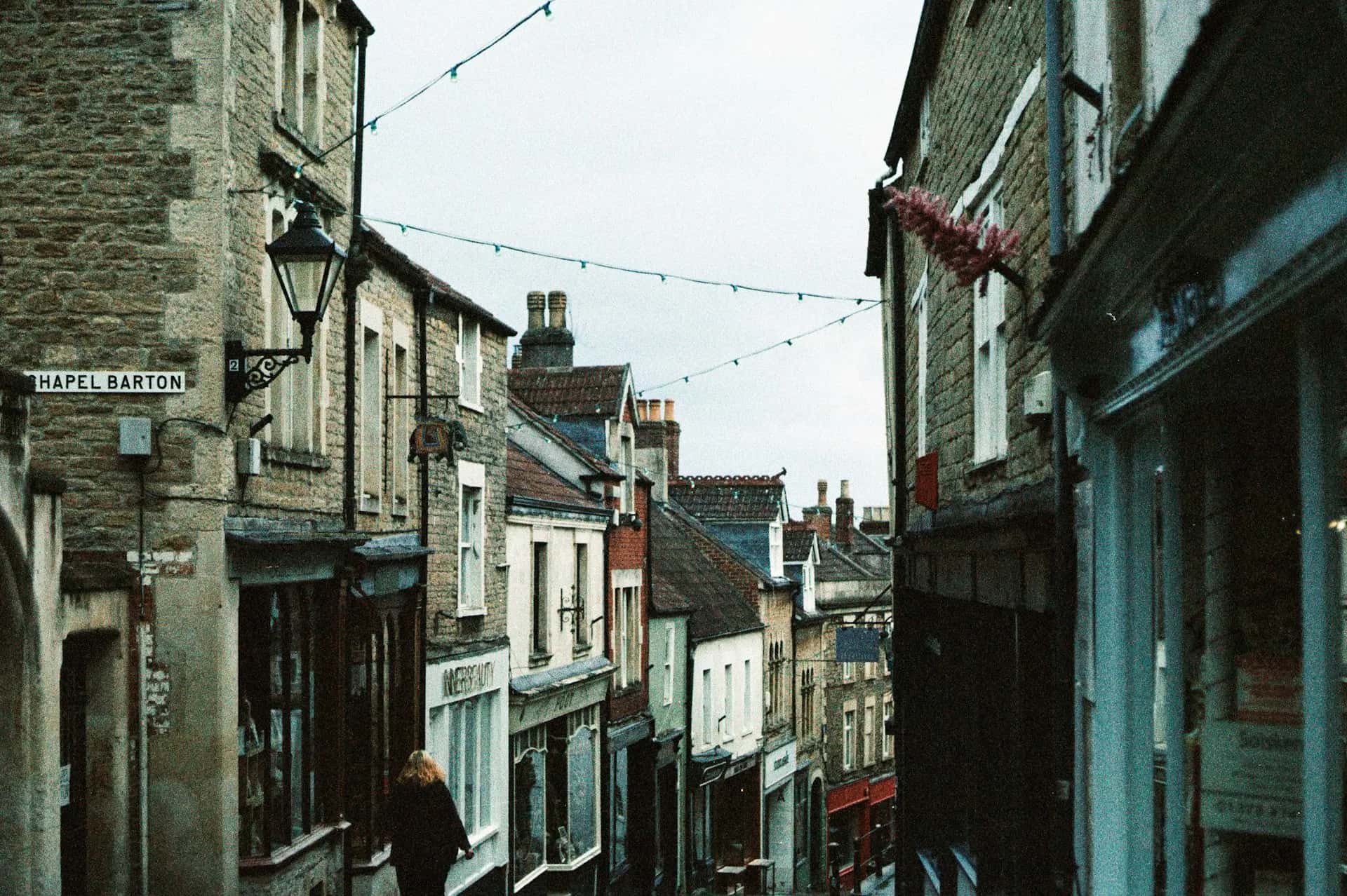 Historic Frome town centre with Catherine Hill in Somerset
