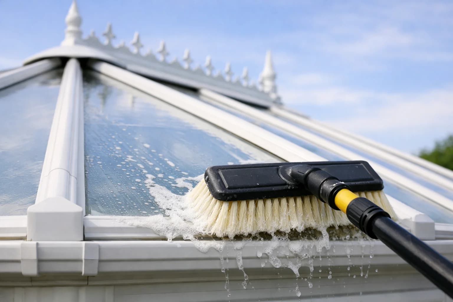 Conservatory roof cleaning on a Somerset home